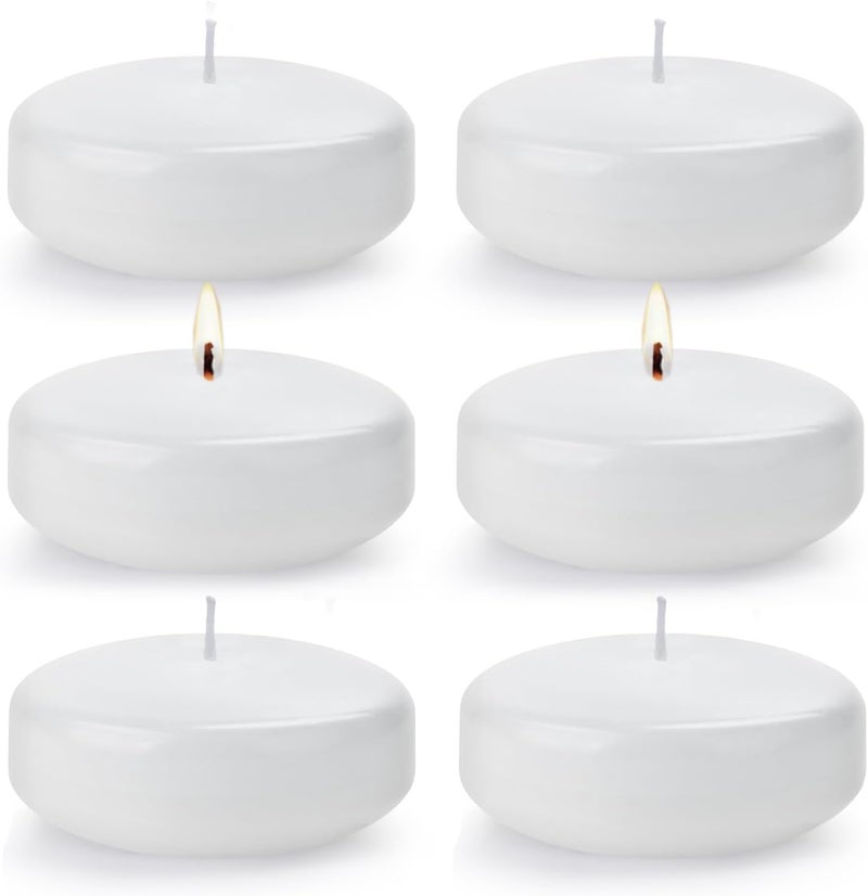 Paichi White Floating Candles for Centerpieces 3 inch, Round Burning Tea Light Candles Unscented Smokeless Paraffin Wax Dripless, for Valentine's Day, Wedding, Party, Home Decor, Pool (12 Pack) - Image 1